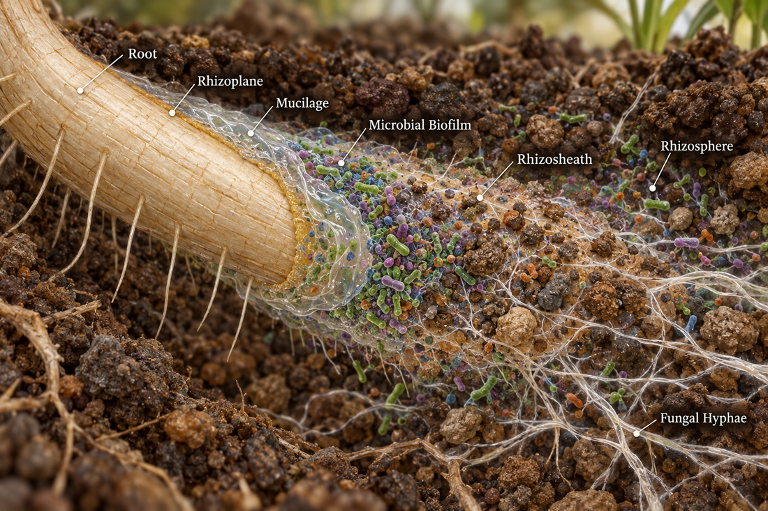 The Living Film Around Plant Roots